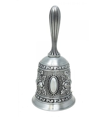 Charcoal Grey- Floral Design Altar Bell Alloy 4.5"H x 2"W