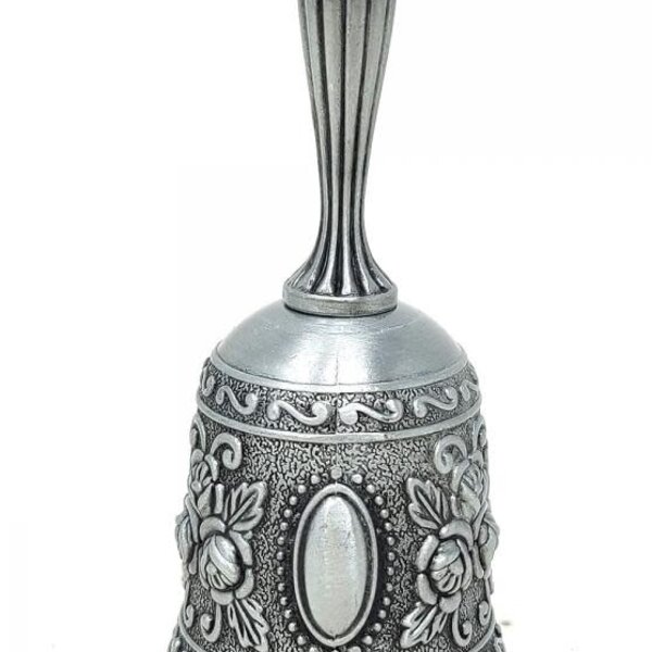 Charcoal Grey- Floral Design Altar Bell Alloy 4.5"H x 2"W