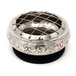 Silver finish engraved Screen Charcoal Burner 2.75"D