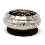Silver finish engraved Screen Charcoal Burner 2.75"D
