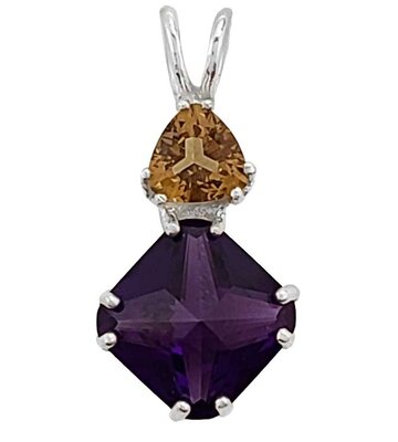 SIBERIAN PURPLE QUARTZ MINI MAGICIAN STONE™ WITH TRILLION CUT CITRINE