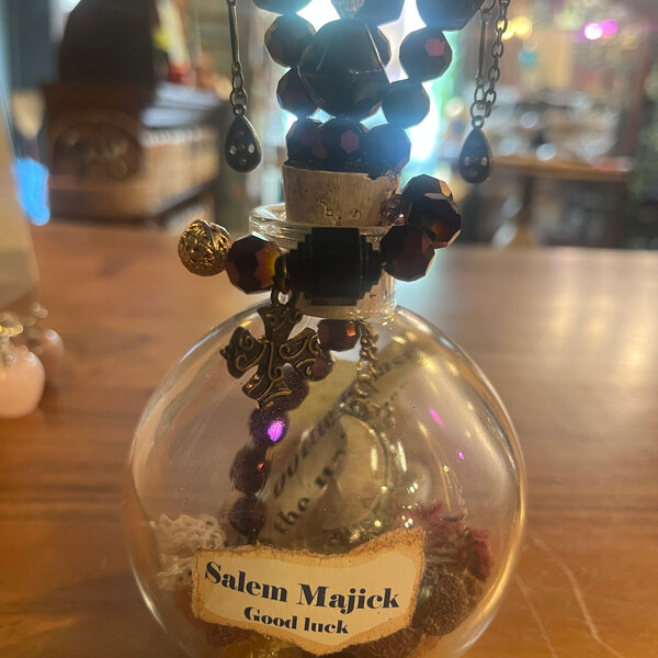 Salem Majick Spell Bottle w/brass charm by Penny Cabot