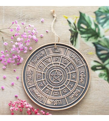 Bronze Pagan Wheel of the Year Hanging Terracotta Plaque