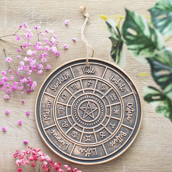 Bronze Pagan Wheel of the Year Hanging Terracotta Plaque