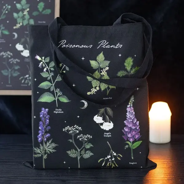 Poisonous Plants Gothic Botanical Polycotton Tote Bag