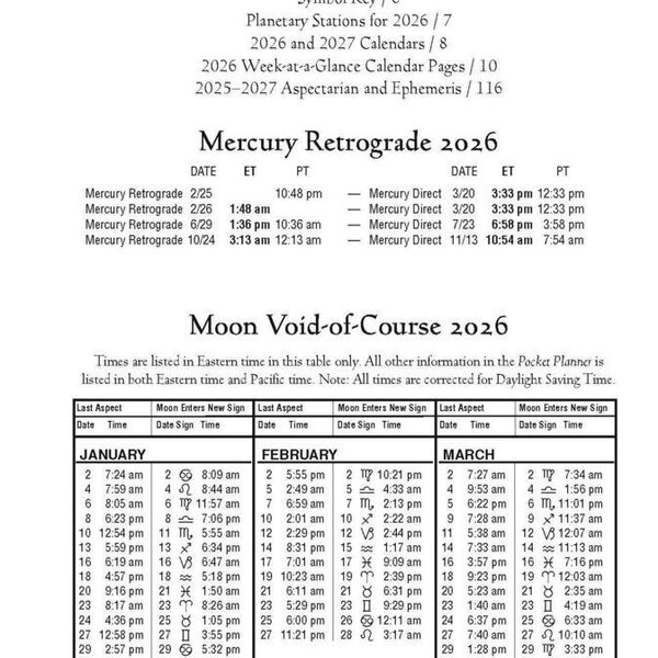 Llewellyn's 2026 Astrological Pocket Planner