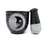 Moon Carved Black Soapstone Mortar & Pestle 3"W x 3"H