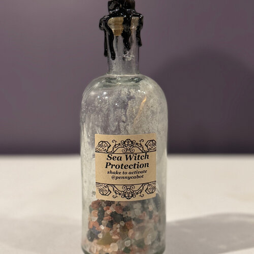 Antique Sea WItch Protection Spell Bottle by Penny Cabot