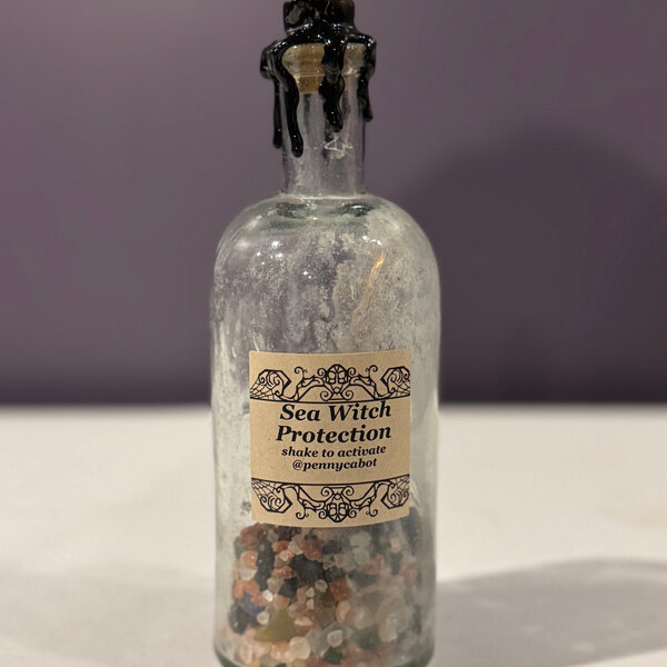 Antique Sea WItch Protection Spell Bottle by Penny Cabot