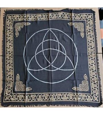 Triquetra Altar Cloth Gold/Silver Print on Black 36" Square