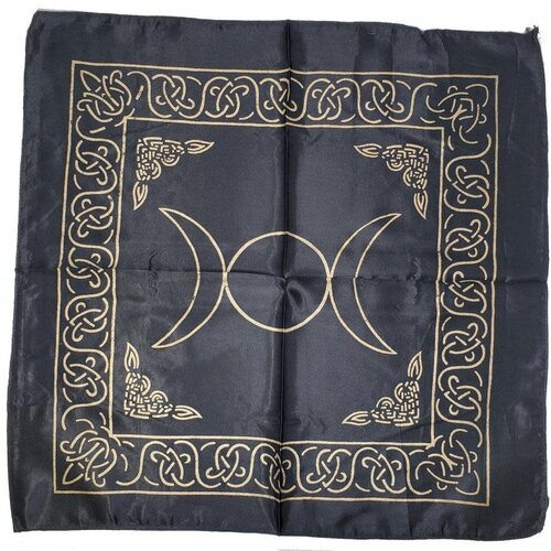 Triple Moon with Altar Cloth Golden print on Black 21x21"