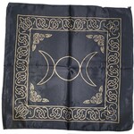 Triple Moon with Altar Cloth Golden print on Black 21x21"