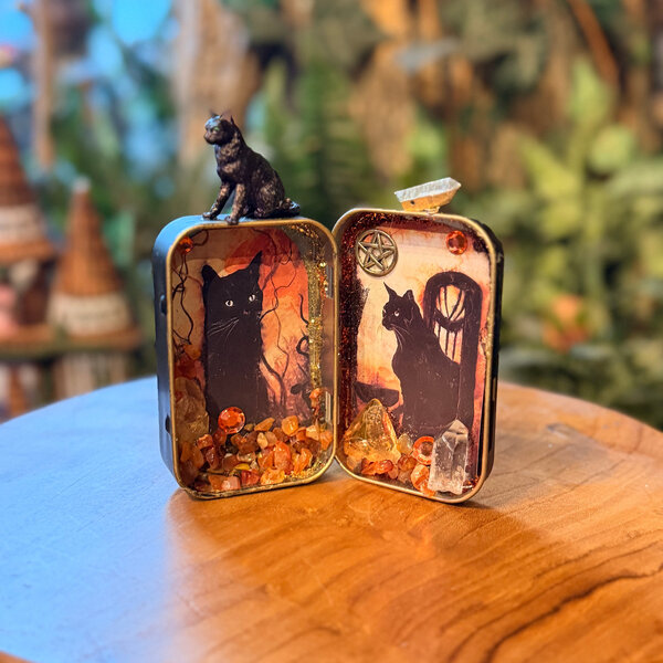Black Cat's Protection Spell Shrine Box by Laurie Cabot