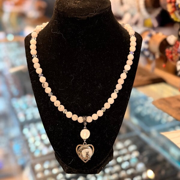 Cat Gazing At Moon Rutilated Quartz Necklace