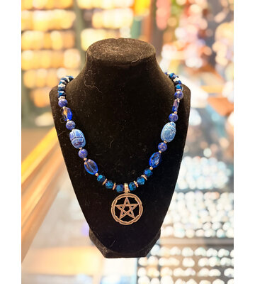 Lapis Scarab Necklace by Penny Cabot