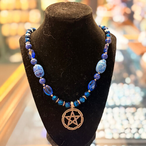 Lapis Scarab Necklace by Penny Cabot