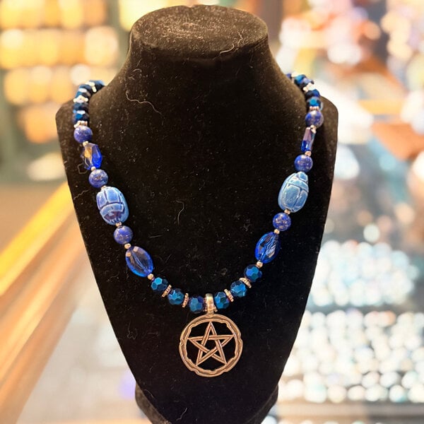 Lapis Scarab Necklace by Penny Cabot