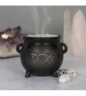 Triple Moon Cauldron Incense Cone Holder