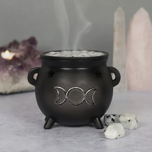 Triple Moon Cauldron Incense Cone Holder