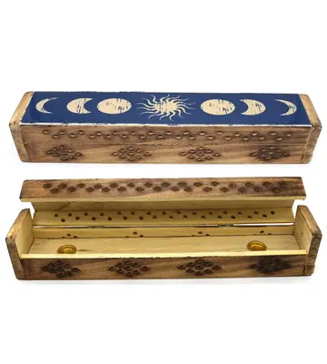 Wooden incense box 12"- Celestial Phases