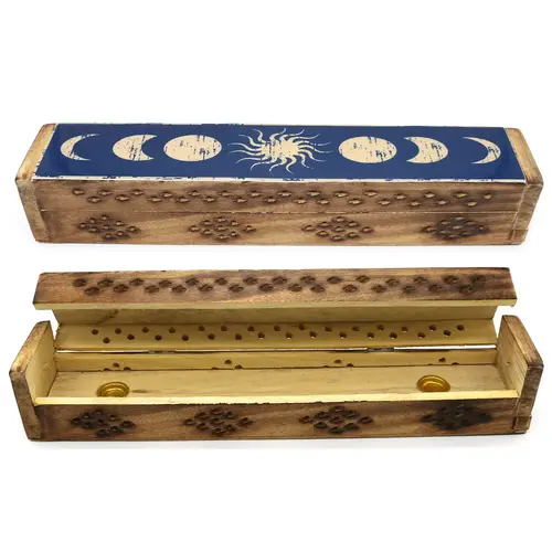 Wooden incense box 12"- Celestial Phases