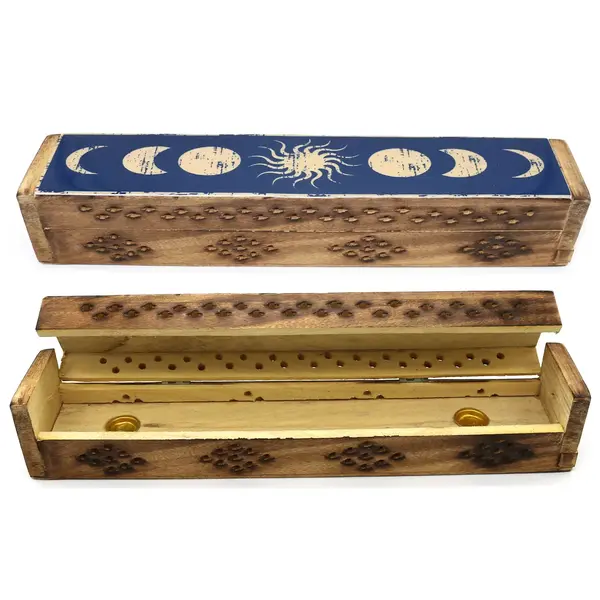 Wooden incense box 12"- Celestial Phases