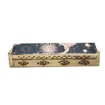 Wooden incense box 12"- Sun & Moon