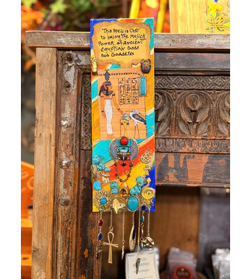 Majick Power of Ancient Egyptian Gods and Goddesses Spell Painting by Laurie Cabot 11 in by 4 in