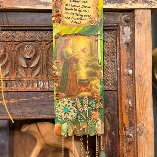 Cerridwen's Knowledge and Beauty  Spell Painting by Laurie Cabot 11 in by 4 in