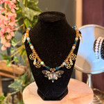 Moth with Clear Quartz Crystal Beaded Necklace by Penny Cabot