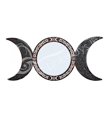 MIRROR – TRIPLE MOON BLACK TOURMALINE CHIPS 9″DIA. X 20″L