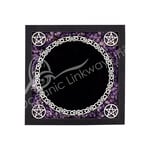 SCRYING MIRROR – AMETHYST CHIPS WITH BLACK LEATHER FRAME 6.75 X 6.75″
