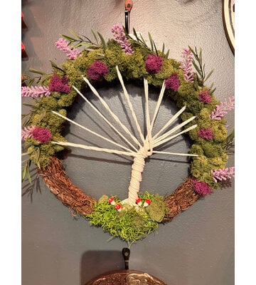 Mossy Handwoven Mushroom Tree Wreath