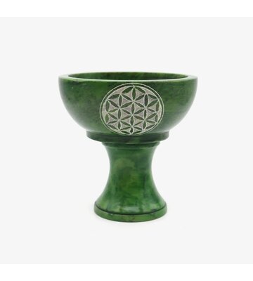 Soapstone Smudge Bowl w/ Stand - Flower of Life