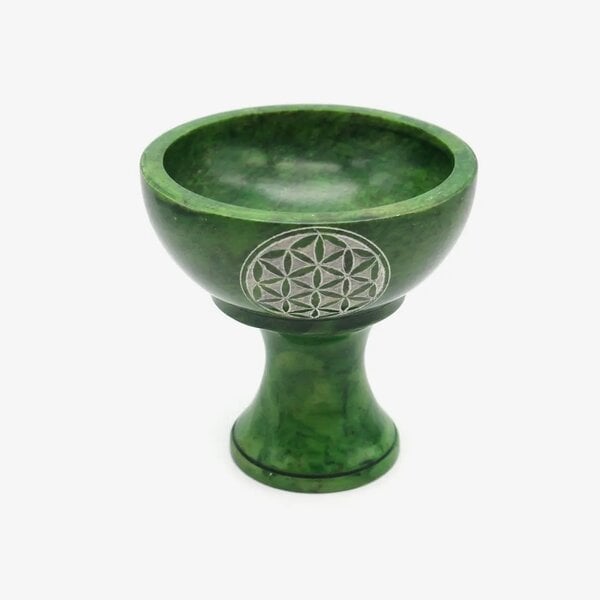 Soapstone Smudge Bowl w/ Stand - Flower of Life