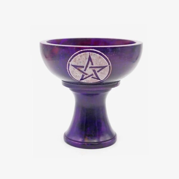 Soapstone Smudge Bowl w/ Stand - Pentacle
