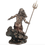 Poseidon Holding Trident Standing on Waves