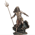 Poseidon Holding Trident Standing on Waves