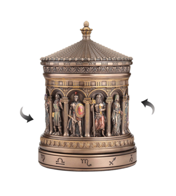 Greek Pantheon Zodiac Rotunda Rotating Trinket Box