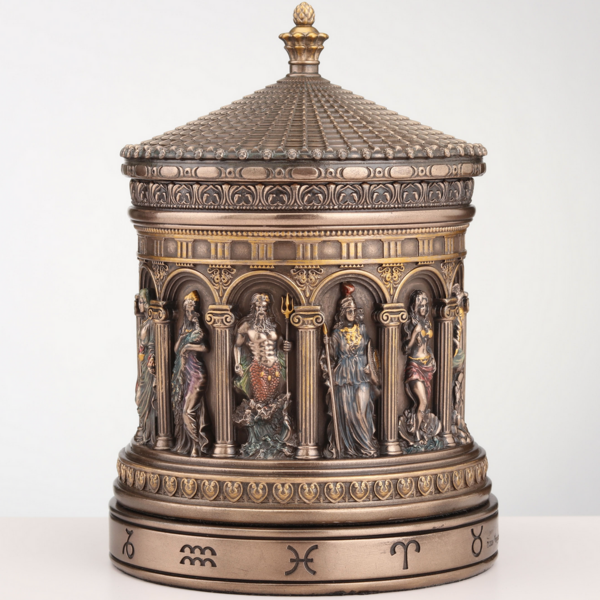 Greek Pantheon Zodiac Rotunda Rotating Trinket Box