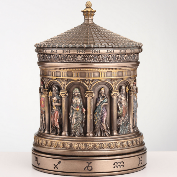 Greek Pantheon Zodiac Rotunda Rotating Trinket Box
