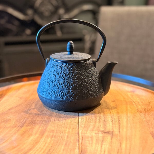 Floral Pattern Black Teapot