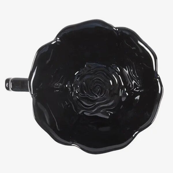 Black Rose Teacup and Saucer