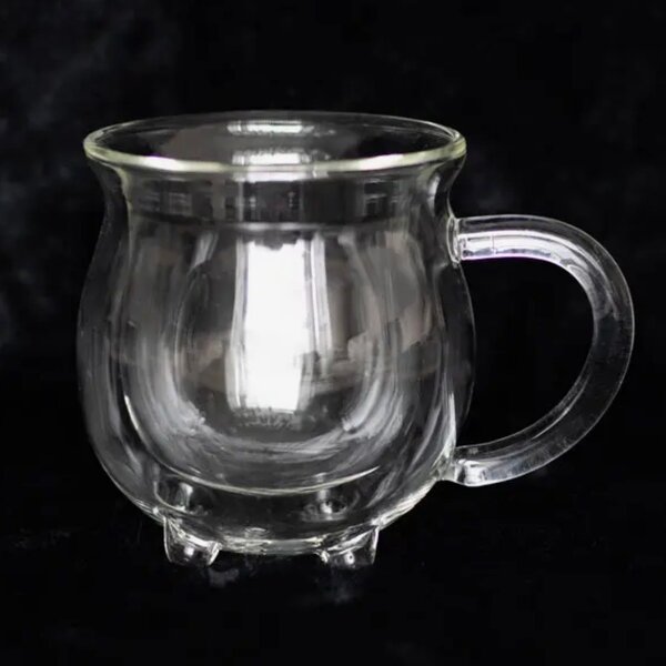 Clear Double Walled Glass Cauldron Mug