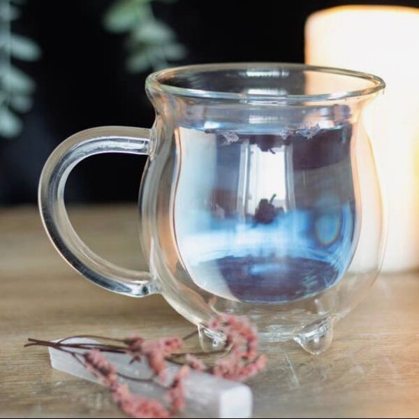 Clear Double Walled Glass Cauldron Mug