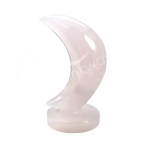 Moon - Calcite, Pink On Stand 5"