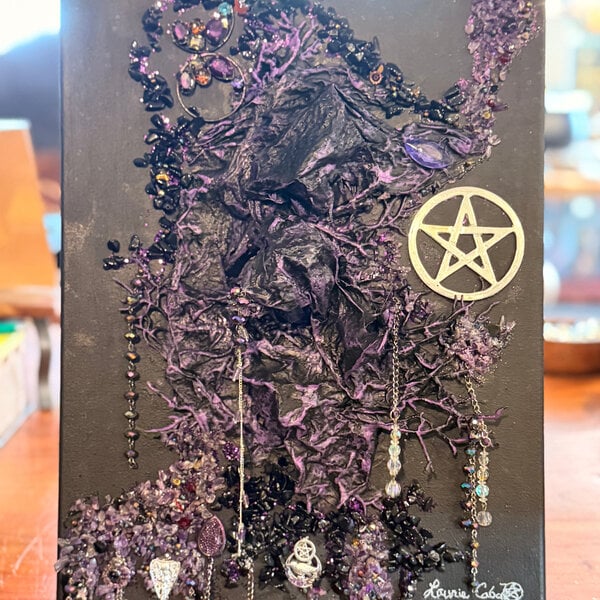 "The Witch's Path" Multimedia Painting by Laurie Cabot 16 in x 12 in