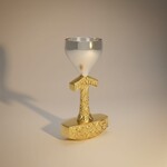 Thor Hammer Mjolnir Chalice – Silver Finish with Gold Hammer Accent 5"H x 2.5"W