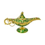 Green Small Ornate Decorative Aladdin Lamp – Metal – 6" L x 3.5" H