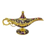 Purple Small Ornate Decorative Aladdin Lamp – Metal – 6" L x 3.5" H